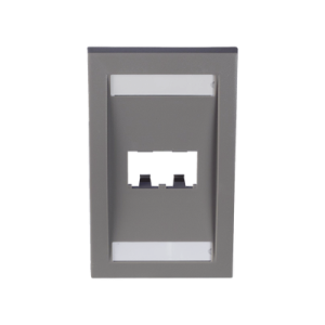 placa de pared vertical ejecutiva, salida para 2 puertos mini com, con espacios para etiquetas, color gris