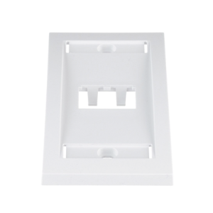 placa de pared vertical ejecutiva, salida para 2 puertos mini com, con espacios para etiquetas, color blanco