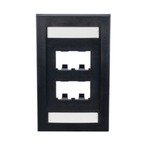 placa de pared vertical ejecutiva, salida de 4 puertos mini com, con espacios para etiquetas, color negro