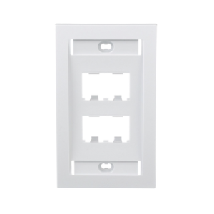 placa de pared vertical ejecutiva, salida para 4 puertos mini com, con espacios para etiquetas, color blanco