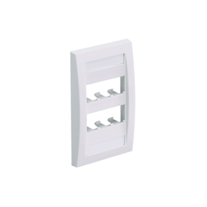 placa de pared vertical ejecutiva, salida para 6 puertos mini com, con espacios para etiquetas, color blanco mate