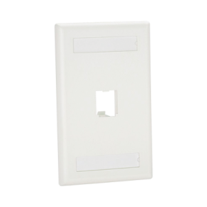 placa de pared vertical clásica, salida para 1 puerto mini com, con espacios para etiquetas, color blanco