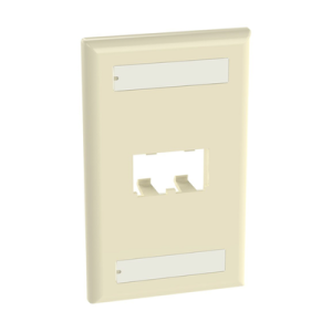 placa de pared vertical clásica, salida para 2 puertos mini com, con espacios para etiquetas, color marfil