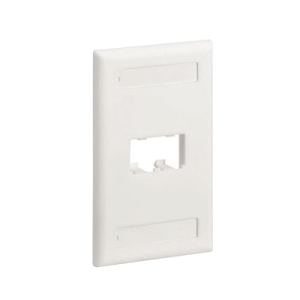 placa de pared vertical clásica, salida para 2 puertos mini com, con espacios para etiquetas, color blanco mate