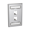 placa de pared vertical, de acero inoxidable, salida para 2 puertos mini com, con espacios para etiquetas