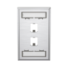 placa de pared vertical, de acero inoxidable, salida para 2 puertos mini com, con espacios para etiquetas