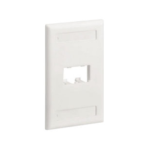 placa de pared vertical clásica, salida para 2 puertos mini com, con espacios para etiquetas, color blanco
