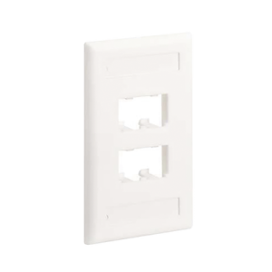 placa de pared vertical clásica, salida para 4 puertos mini com, con espacios para etiquetas, color blanco mate