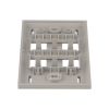 placa de pared vertical, de acero inoxidable, salida para 4 puertos mini com, con espacios para etiquetas