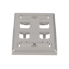 placa de pared vertical, de acero inoxidable, salida para 4 puertos mini com, con espacios para etiquetas