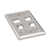 placa de pared vertical, de acero inoxidable, salida para 4 puertos mini com, con espacios para etiquetas