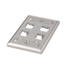 placa de pared vertical, de acero inoxidable, salida para 4 puertos mini com, con espacios para etiquetas