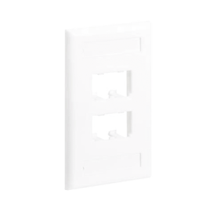 placa de pared vertical clásica, salida para 4 puertos mini com, con espacios para etiquetas, color blanco