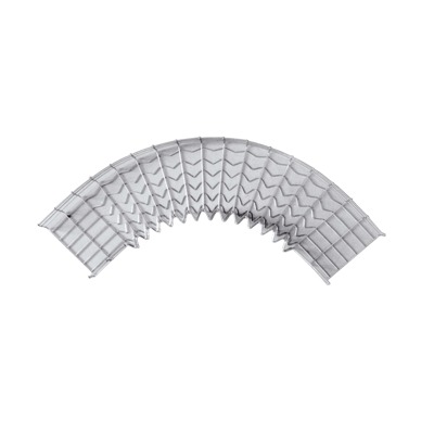 curva pre fabricada horizontal de 90° con medidas de 33 mm de peralte y 150 mm ancho (33/150 mm) curva pre fabricada horizontal de 90° con medidas de 33 mm de peralte y 150 mm ancho (33/150 mm)