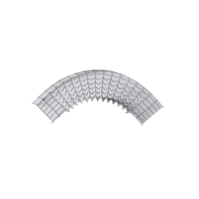 curva pre fabricada horizontal de 90° con medidas de 54 mm de peralte y 300 mm ancho (54/300 mm) curva pre fabricada horizontal de 90° con medidas de 54 mm de peralte y 300 mm ancho (54/300 mm)