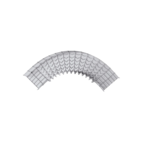 curva pre fabricada horizontal de 90° con medidas de 54 mm de peralte y 150 mm ancho (54/150 mm)