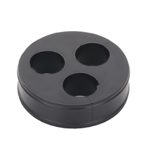 inserto de caucho de 4" con tres orificios para cable de 7/8 in