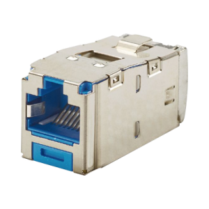 conector jack rj45 blindado, estilo tg, mini com, categoría 6a, de 8 posiciones y 8 cables, color azul