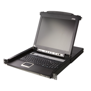 consola lcd single rail con switch kvm integrado | vga ps/2 usb de 8 puertos | conexión daisy chain | módulo lcd 19" tft lcd