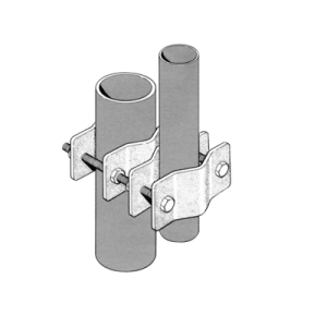 juego sencillo de abrazadera dual para mástiles de 3.81 a 8.9 cm. de diámetro.
