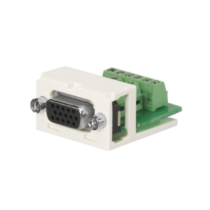 conector sub d de 15 pines tipo atornillable, uso en 2 puertos mini com, color blanco mate
