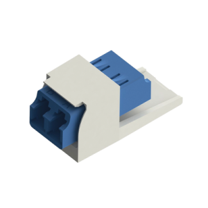 módulo acoplador lc duplex, para fibra Óptica monomodo os1/os2, tipo mini com, color blanco mate
