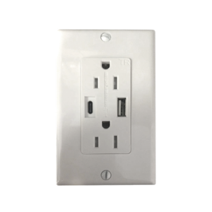 contacto dúplex con puertos usb tipo a y c, 15 a, 100 240 v, usb 5 v, incluye la placa.