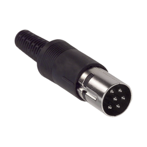 conector mini din, plug circular de 6 posiciones, pin machos, para cable.