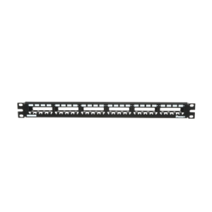 panel de parcheo modular mini com (sin conectores), plano, totalmente blindado, de 24 puertos, 1ur