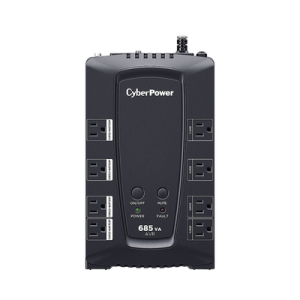 ups de 685 va/390 w, topología línea interactiva, entrada 120 vca nema 5 15p, tipo gabinete compacto, con 8 tomas nema 5 15r