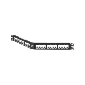 panel de parcheo modular mini com (sin conectores), angulado, totalmente blindado, de 24 puertos, 1ur