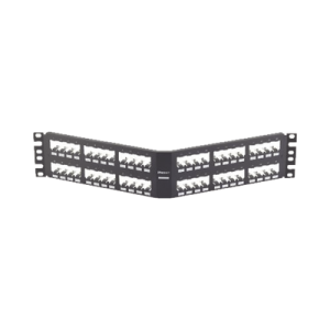 panel de parcheo modular mini com (sin conectores), angulado, totalmente blindado, de 48 puertos, 2ur