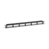 panel de parcheo modular mini com (sin conectores), plano de instalación al ras, sin blindaje, de 24 puertos, 1ur