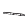 panel de parcheo modular mini com (sin conectores), plano de instalación al ras, sin blindaje, de 24 puertos, 1ur