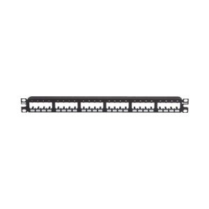 panel de parcheo modular mini com (sin conectores), plano de instalación al ras, sin blindaje, de 24 puertos, 1ur