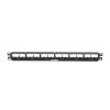 panel de parcheo modular mini com (sin conectores), plano, sin blindaje, de 24 puertos, 1ur