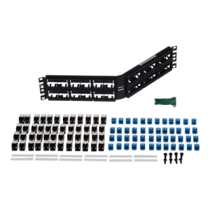 kit de patch panel modular angulado de 48 puertos, con 48 jacks mini com estilo tg cat6a, 19 in, 2 ur