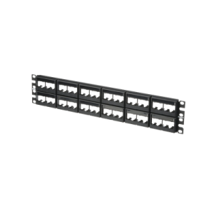 panel de parcheo modular mini com (sin conectores), plano, sin blindaje, con etiqueta y cubierta, de 48 puertos, 2ur
