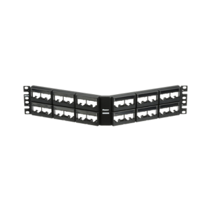 panel de parcheo modular mini com (sin conectores), angulado, sin blindaje, con etiqueta y cubierta, de 48 puertos, 2ur