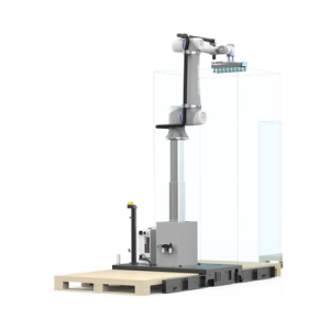 estacion con brazo robotico telescopico colaborativo especializado para procesos de palletizado altura maxima 2100mm