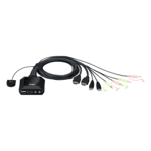 conmutador kvm con cable hdmi 4k usb de 2 puertos con selector de puerto remoto | 4096x2160 @ 60hz (4k dci) | hdcp 2.2 | jack 3.5mm (audio/micrófono) | conecta y controla 2 equipos con un solo monitor, teclado y mouse