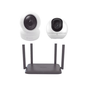 kit de camaras wi fi para interior, incluye 1 pieza cs h6 / 1 pieza c6n / 1 pieza de router ds 3wr15x / seguimiento inteligente / ranura para memoria / audio de dos vías / wifi 6 / 4 puertos 1000 mbps