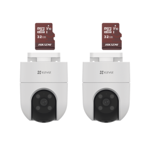 kit de camaras wifi, incluye 2 piezas cs h8c/5mp y 2 piezas hs tf e1/32g / audio de dos vías / detección de movimiento / luz estroboscópica / sirena / uso en exterior con protección