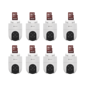 kit de camaras wifi, incluye 8 piezas cs h8c y 8 piezas hs tf e1/32g / audio de dos vías / detección de movimiento / luz blanca / sirena / uso en exterior con protección