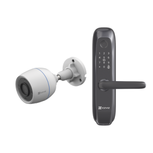 kit de cerradura inteligente con cámara ip wi fi modelo cs h3c / apertura remota desde la app / códigos temporales para visitantes / lectura de huella / lectura de tag / contraseña / botón para timbrar / alarma anti intrusion