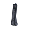 multicontacto con supresor de picos, voltaje de entrada 125 vca nema 5 15p, con 6 salidas nema 5 15r, 2 puertos de carga usb, 1200 joules