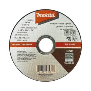 disco de corte de 7/8" de acero inoxidable, diámetro de 4 1/2"
