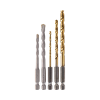 juego de 5 brocas con inserción hexagonal de 1/4". de concreto: 3/16" y 1/4". para metal: 1/8", 3/16" y 1/4".