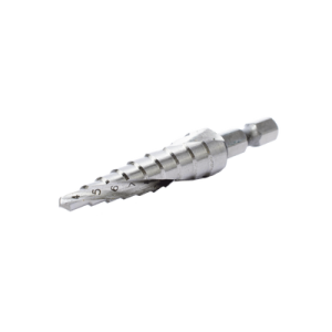 broca escalonada espiral de hss 4 12 mm, zanco de 1/4" hexagonal, blister con una pieza.