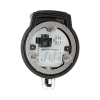 dispositivo circular de puertos de acceso a datos, con dos espacios para módulos mini com y un receptáculo nema 5 15r, protección ip66, de 3" de diámetro